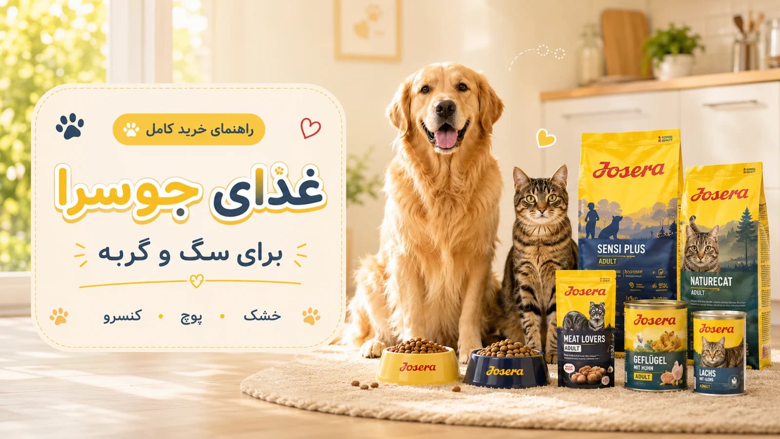 راهنمای خرید غذای جوسرا برای سگ و گربه