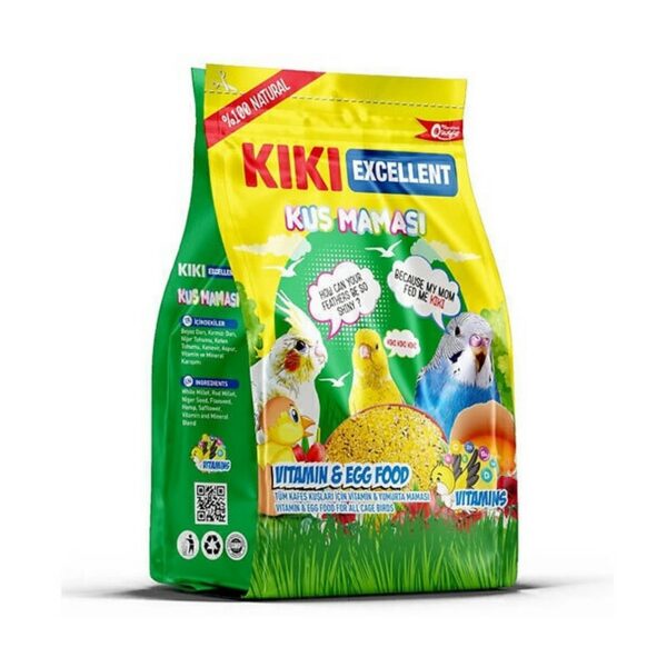 مکمل غذایی ویتامینه پرندگان کیکی با طعم تخم‌مرغ Kiki Excellent Vitamin & Egg Food For Birds وزن 100 گرم
