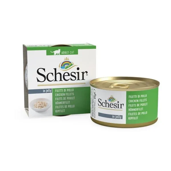 کنسرو گربه بالغ شسیر با طعم فیله مرغ Schesir Canned Adult Wet Cat Food With Chicken Fillets Flavor وزن 85 گرم