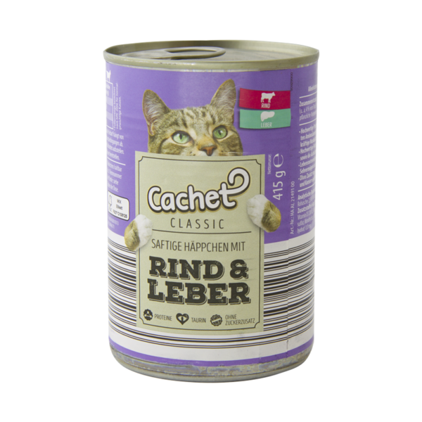 کنسرو غذای گربه کچت با طعم گوشت گاو و جگر Cachet Cat Canned Food With Beef & Liver وزن 415 گرم