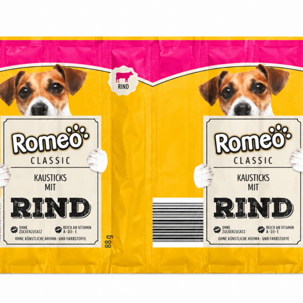 تشویقی مدادی سگ رومئو با طعم گوشت گوساله Romeo Kausticks mit Rind Dog Treat تعداد 8 عدد