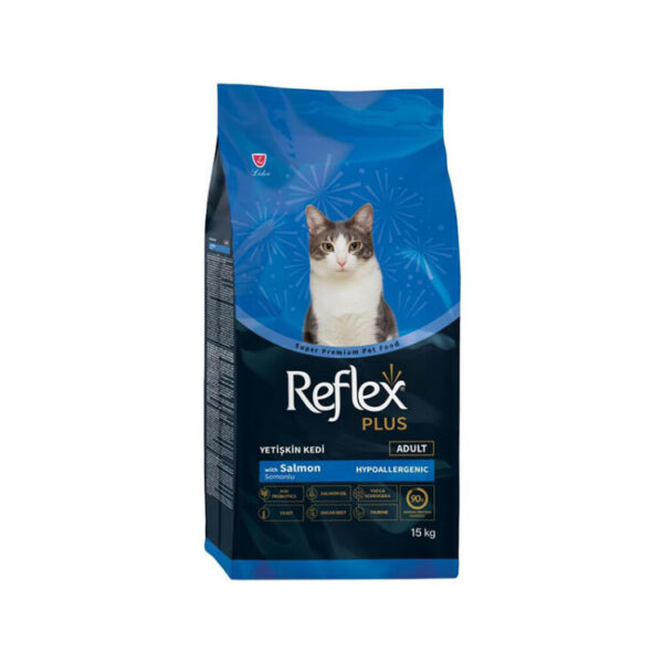 غذای خشک گربه بالغ رفلکس پلاس با طعم ماهی سالمون Reflex Plus Adult Salmon Hypoallergenic وزن 1.5 کیلوگرم