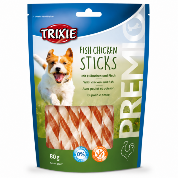 تشویقی سگ تریکسی با طعم گوشت مرغ و ماهی Trixie Premio Fish Chicken Sticks وزن 80 گرم