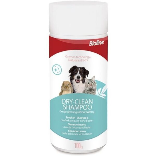 شامپو خشک حیوانات خانگی بیولاین Bioline Dry Shampoo for Pets وزن ۱۰۰ گرم