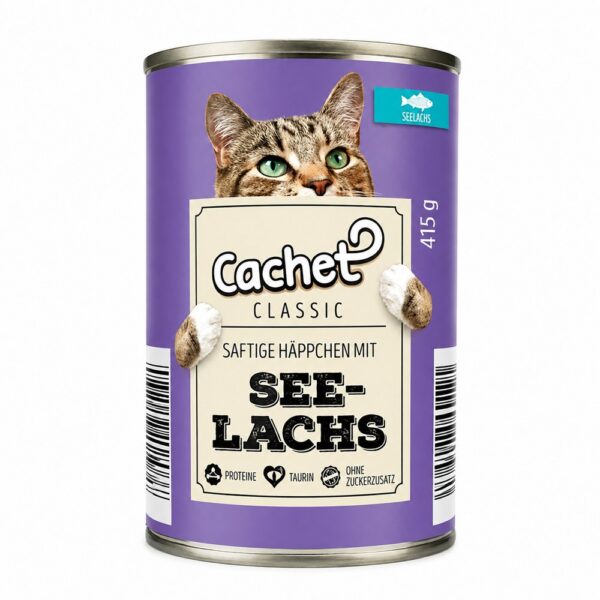 کنسرو غذای گربه کچت با طعم سالمون Cachet Classic Cat Food with Salmon وزن ۴۱۵ گرم