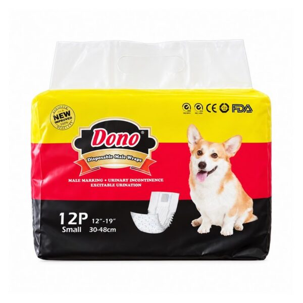 پوشک بهداشتی سگ نر دونو سایز Dono Disposable Male Wraps Small بسته ۱۲ عددی