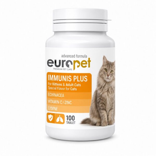 قرص تقویت دستگاه ایمنی گربه یوروپت Europet Cat Immunis Plus Tablet بسته 100 عددی