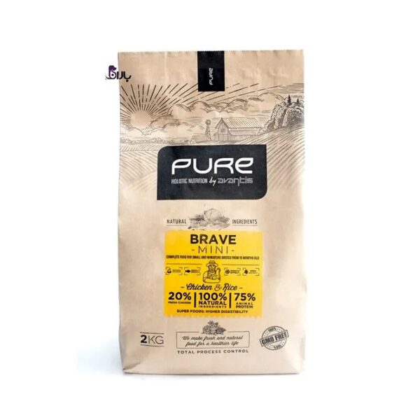 غذای خشک سگ بالغ نژاد کوچک پیور Pure Brave Mini Adult Dog Food وزن ۲ کیلوگرم