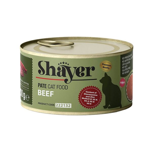 کنسرو غذای گربه با طعم گوشت قرمز شایر Shayer Pate With Beef وزن 200 گرم