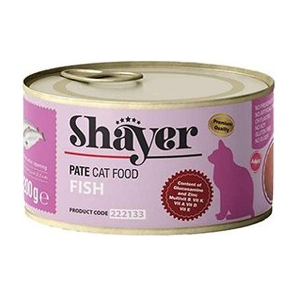 کنسرو غذای گربه شایر با طعم ماهی Shayer Cat Food with Fish وزن ۲۰۰ گرم