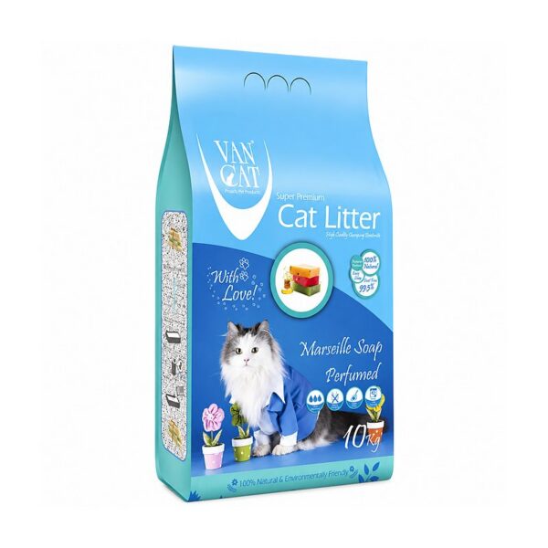 خاک گربه ون کت با رایحه صابون مارسی VanCat Ultra Clumping Cat Litter Marseille Soap وزن ۱۰ کیلوگرم