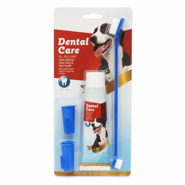 ست مسواک و خمیر دندان سگ Dental Care با طعم گوشت وزن ۹۵ گرم