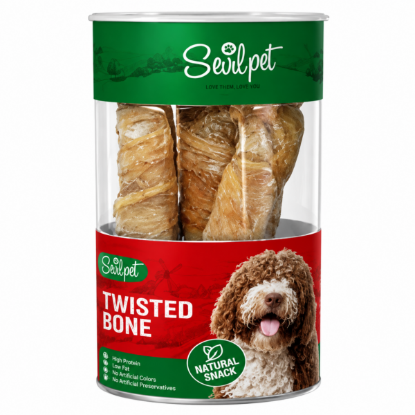 تشویقی سگ سویل پت استخوان کوچک با دورپیچ سیرابی Sevil Pet Twisted Bone Treat for Dogs وزن 100 گرم