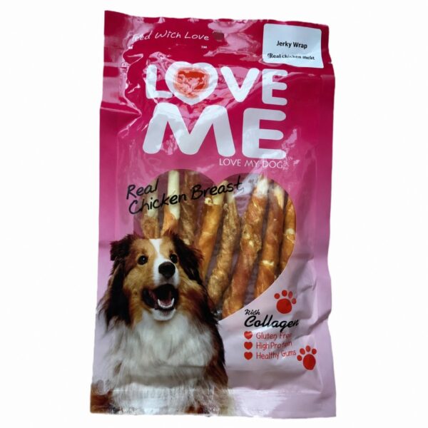 تشویقی سگ لاومی با طعم مرغ مدل سافت کرانچی Love Me Soft Crunchy Chicken Dog Treat وزن ۶۰ گرم