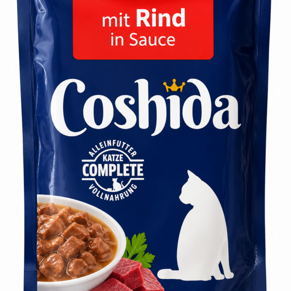 پوچ گربه کوشیدا طعم گوشت گاو در سس Coshida Beef in Sauce وزن ۱۰۰ گرم
