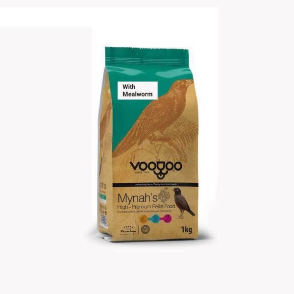 پلت غذای خشک مرغ مینا وودو به همراه میلوورم Voodo Myna Bird Food with Mealworms وزن ۱ کیلوگرم