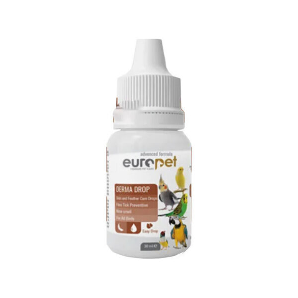 قطره و مکمل یوروپت مخصوص مراقبت از پوست و پر پرندگان Europet Derma Drop حجم 30 میلی لیتر