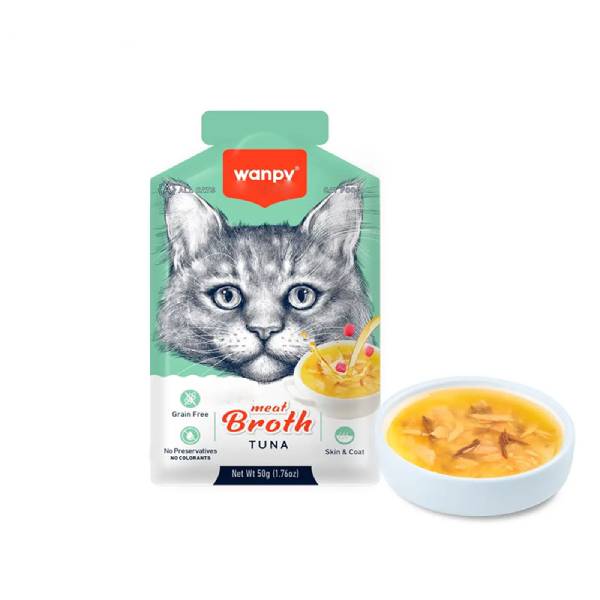 New-Project-2025-11-20T104930.238 سوپ گربه ونپی با طعم ماهی تن Wanpy Cat Meat Broth With Tuna وزن 50 گرم - Image 1