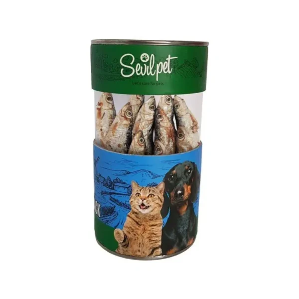 تشویقی ماهی کیلکا مخصوص سگ و گربه سویل پت SevilPet Sprat Snack Treat for Dogs & Cats تعداد 25 عدد