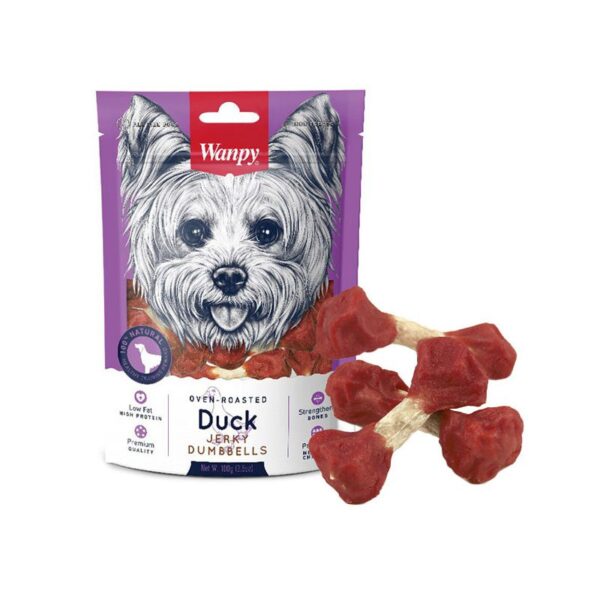 تشویقی دمبلی اردک سگ ونپی Wanpy Dumbbell Duck Dog Treat وزن 100 گرم
