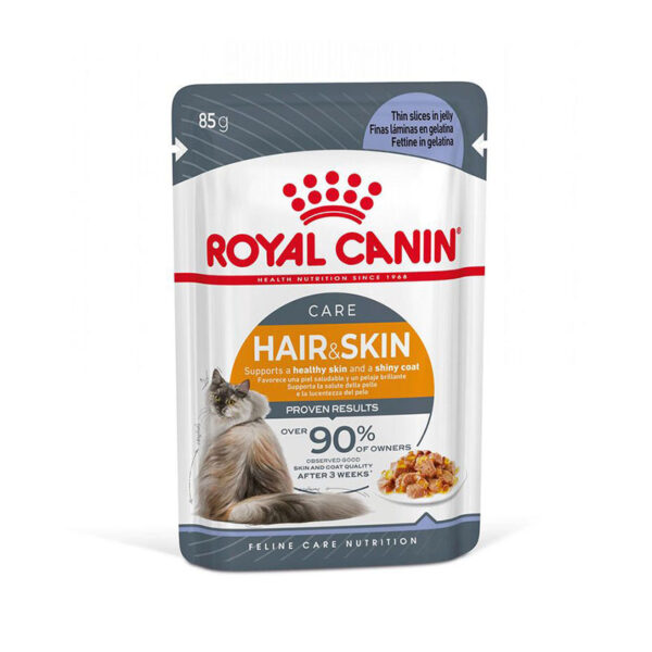 پوچ گربه رویال کنین مخصوص پوست و مو Royal Canin Hair & Skin In Gravy وزن 85 گرم