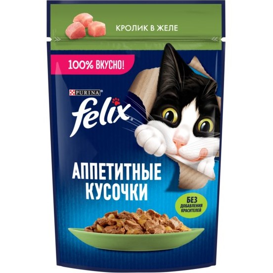 MDrxkdDhiKdWQLwx پوچ گربه فلیکس با طعم گوشت خرگوش در ژله Felix Rabbit In Jelly وزن 75 گرم - Image 1