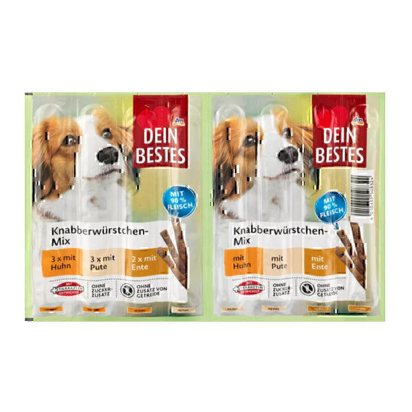 تشویقی مدادی سگ دین بستس با سه طعم Dein Bestes Snacks Nibble-Stick Mix بسته 8 عددی