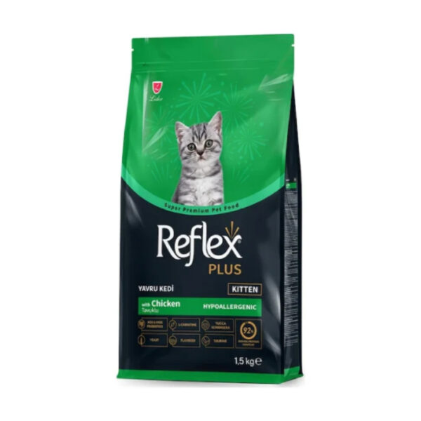 غذای خشک بچه گربه رفلکس هایپوآلرژنیک با طعم مرغ Reflex Kitten Hypoallergenic Chicken وزن 15 کیلوگرم
