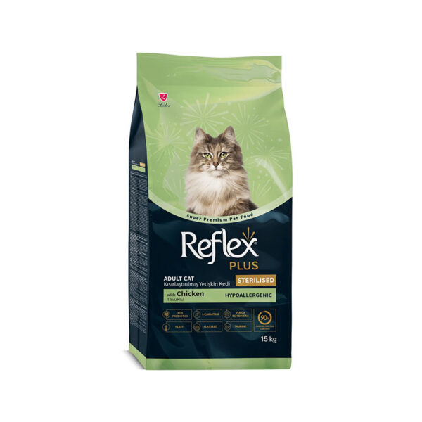 غذای خشک گربه عقیم شده رفلکس هایپوآلرژنیک با طعم مرغ Reflex Sterilised Hypoallergenic Chicken وزن 15 کیلوگرم