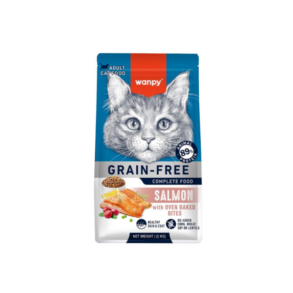 خرید و قیمت غذای خشک گربه ونپی با طعم سالمون Wanpy Complete Cat Food Salmon وزن 1.5 کیلوگرم