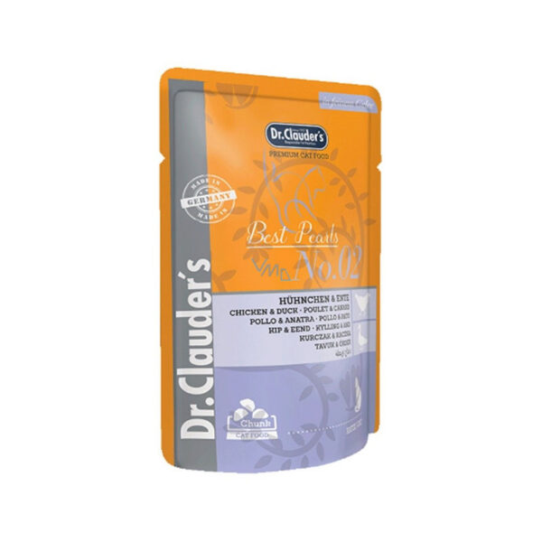 پوچ گربه دکتر کلادرز با طعم گوشت مرغ و اردک Dr.Clauder’s Best Pearls وزن ۱۰۰ گرم