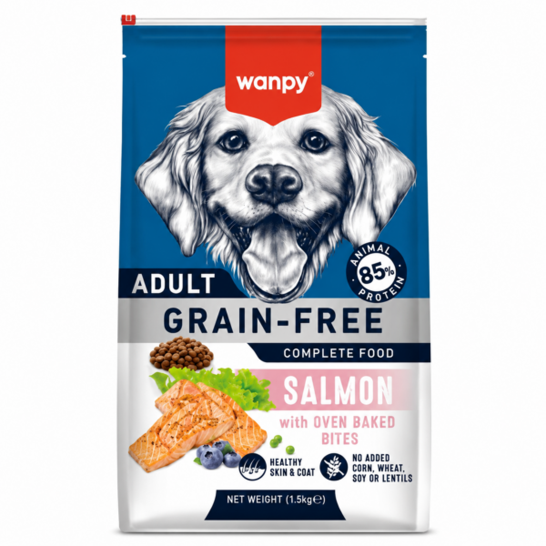 غذای خشک سگ ونپی با طعم سالمون Wanpy Grain Free Adult وزن 1.5 کیلوگرم