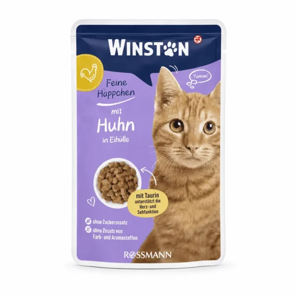 پوچ گربه وینستون با طعم مرغ در سس Winston Chicken In Sauce وزن 100 گرم