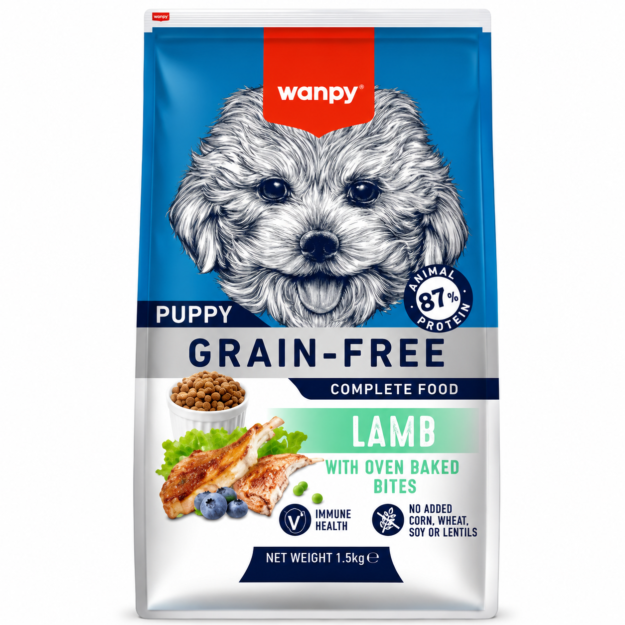 غذای خشک توله سگ ونپی با طعم گوشت بره Wanpy Grain Free Puppy وزن ۱.۵ کیلوگرم - پت شاپ آنلاین باپت