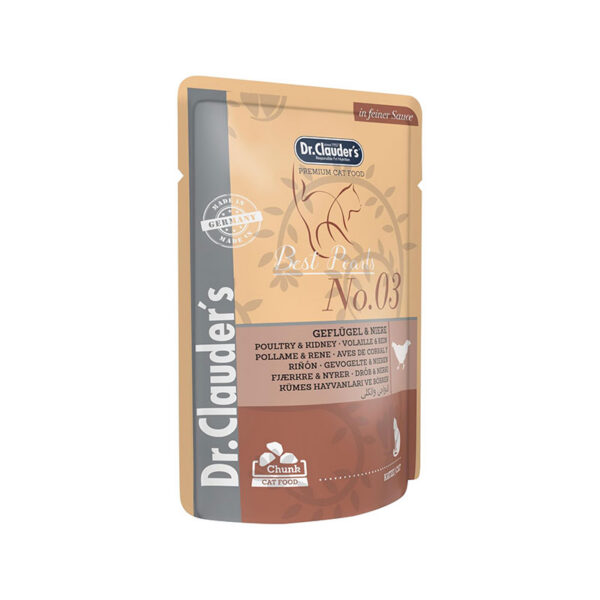 پوچ گربه دکتر کلادرز با طعم گوشت پرندگان و قلوه Dr.Clauder’s Best Pearls Poultry & Kidney وزن 100 گرم