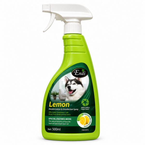 اسپری ضدعفونی‌کننده و خوشبوکننده محیط اندی با رایحه لیمو Endi Lemon Disinfectant & Deodorizing Spray حجم 500 میلی لیتر