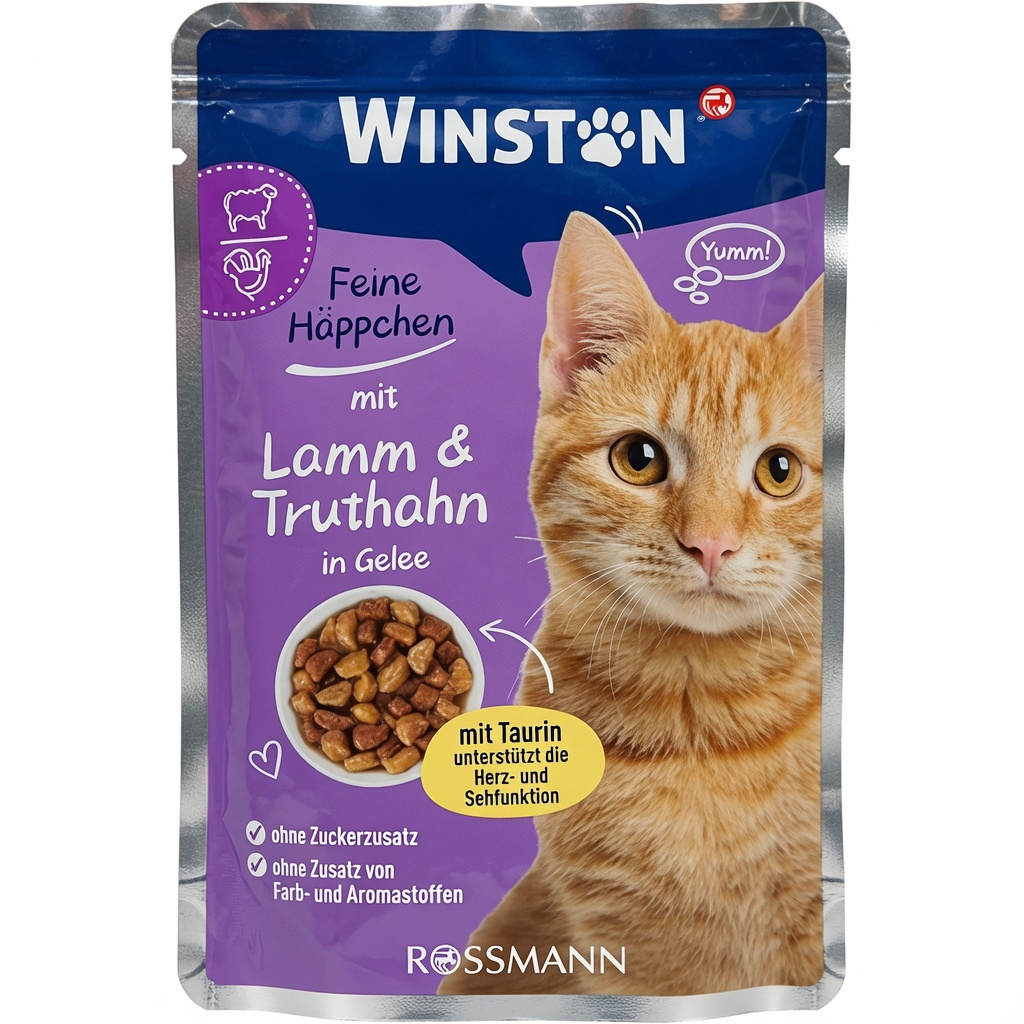 image (7) پوچ گربه وینستون با طعم بره و بوقلمون Winston Cat Pouch Lamb & Turkey وزن 100 گرم - Image 1