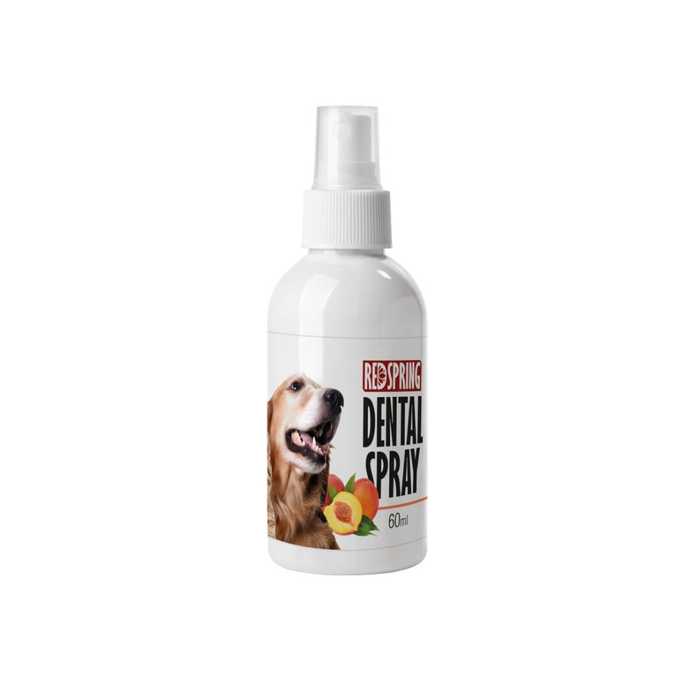 redspring_dental_spray_peach_60ml_web اسپری دندان سگ و گربه رد اسپرینگ با رایحه هلو Red Spring Dental Spray Peach Flavor حجم ۶۰ میلیلیتر - Image 1