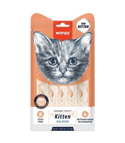 تشویقی بستنی بچه گربه ونپی با طعم ماهی سالمون Wanpy Kitten Creamy Lickable تک عددی