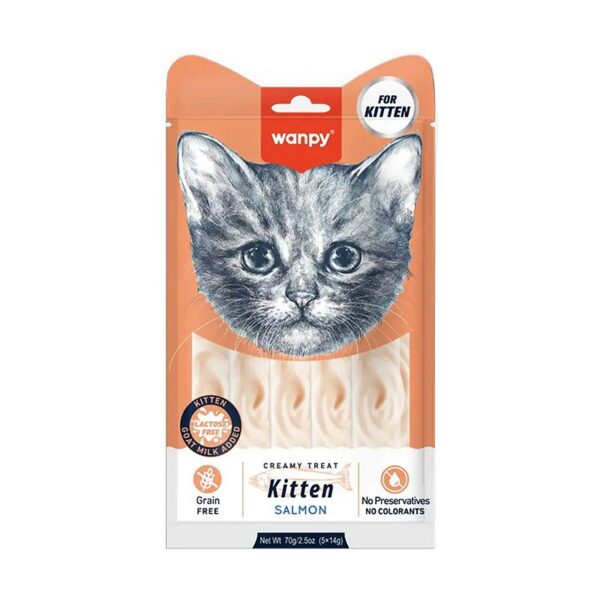 تشویقی بستنی بچه گربه ونپی با طعم ماهی سالمون Wanpy Kitten Creamy Lickable تک عددی