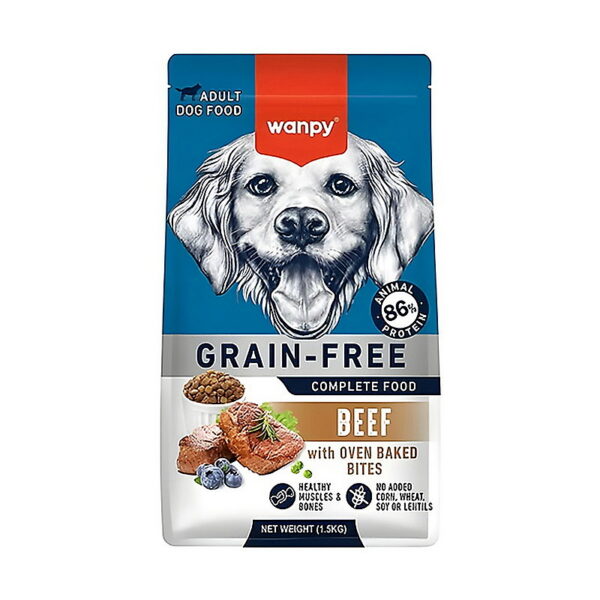 غذای خشک سگ ونپی با طعم گوشت گاو Wanpy Complete Dog Food وزن 1.5 کیلوگرم