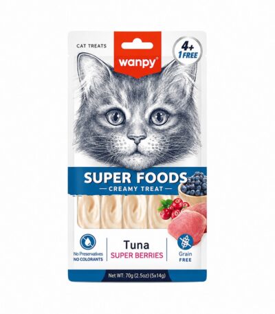 بستنی گربه ونپی با طعم ماهی تن و سوپر بری Wanpy Superfoods Creamy Lickabl تک عددی