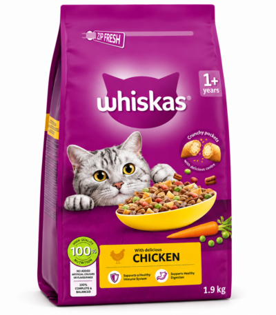 غذای خشک گربه ویسکاس با طعم مرغ Whiskas Adult Dry Cat Food وزن 1.9 کیلوگرم