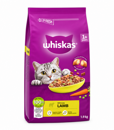 غذای خشک گربه ویسکاس با طعم گوشت بره Whiskas Adult Dry Cat Food وزن 1.9 کیلوگرم